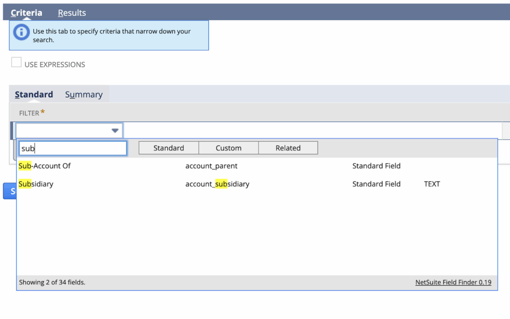 NetSuite Field Finder - Extension for Chrome