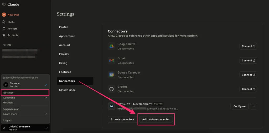Connect Your AI Client (Example Claude AI) | NetSuite AI Connector Service